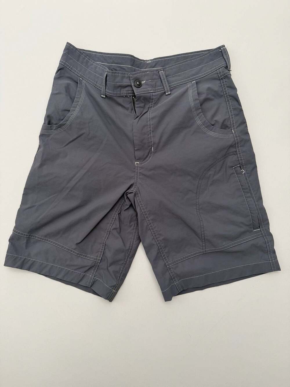 Faded Glory Mens Gray Nylon Spandex Cargo Hiking Shorts Size 32